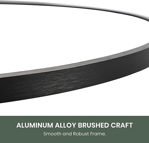 Miniatura 8 de Siljoy Espejo de pared redondo de 20 pulgadas, espejo de baño negro para pared, espejo redondo moderno, espejo circular pequeño para dormitorio,