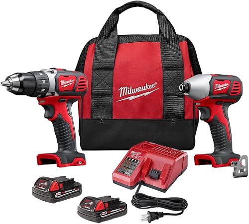 Kit de taladro y atornillador de impacto Milwaukee 2691-22 de 18 voltios, compacto
