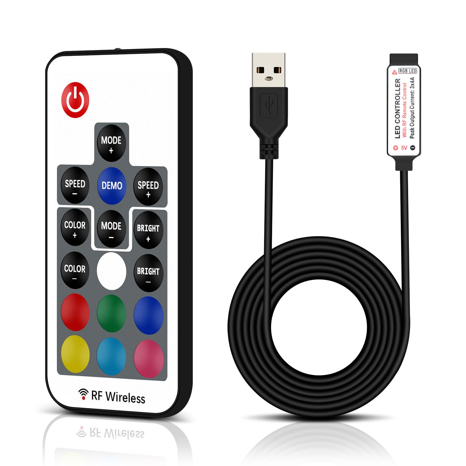 17 Key RF Wireless Remote LED Controller, RGB LED Remote Control, 5V 6A