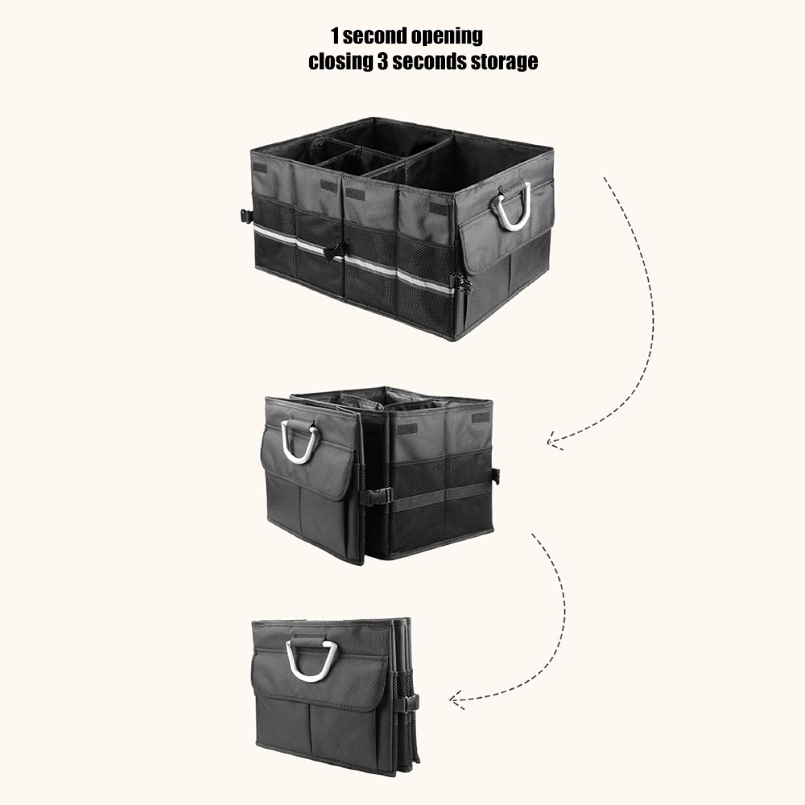 Bolsas Organizadoras para Maletero De Coche Alta Capacidad Plegable Organizadores De Maletero Impermeables Caja De Almacenamiento para Vehículos De Viaje Volumen 60l,Black