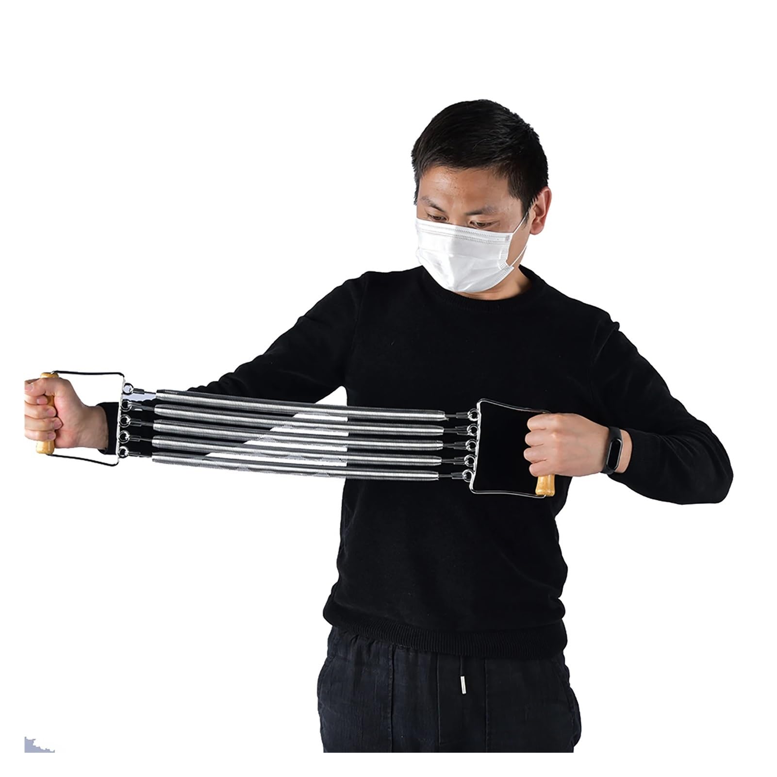 Tragbarer Holzgriff, abnehmbare Feder, Brust-Expander-Entwickler, Haushaltsübungs-Muskel-Fitnessgeräte Brustexpander