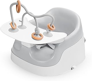 BooBoo Baby 3-in-1 Baby Booster Seat with Removable Tray – Portable High Chair for Dining, Floor for Playtime, and Bath Seat for Toddlers - Feeding Chair and Activity Seat for Ages 6-36 Months