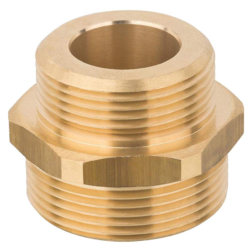 Reduzierter Doppelnippel Messing, beidseitig flachdichtend ¾ x ½  