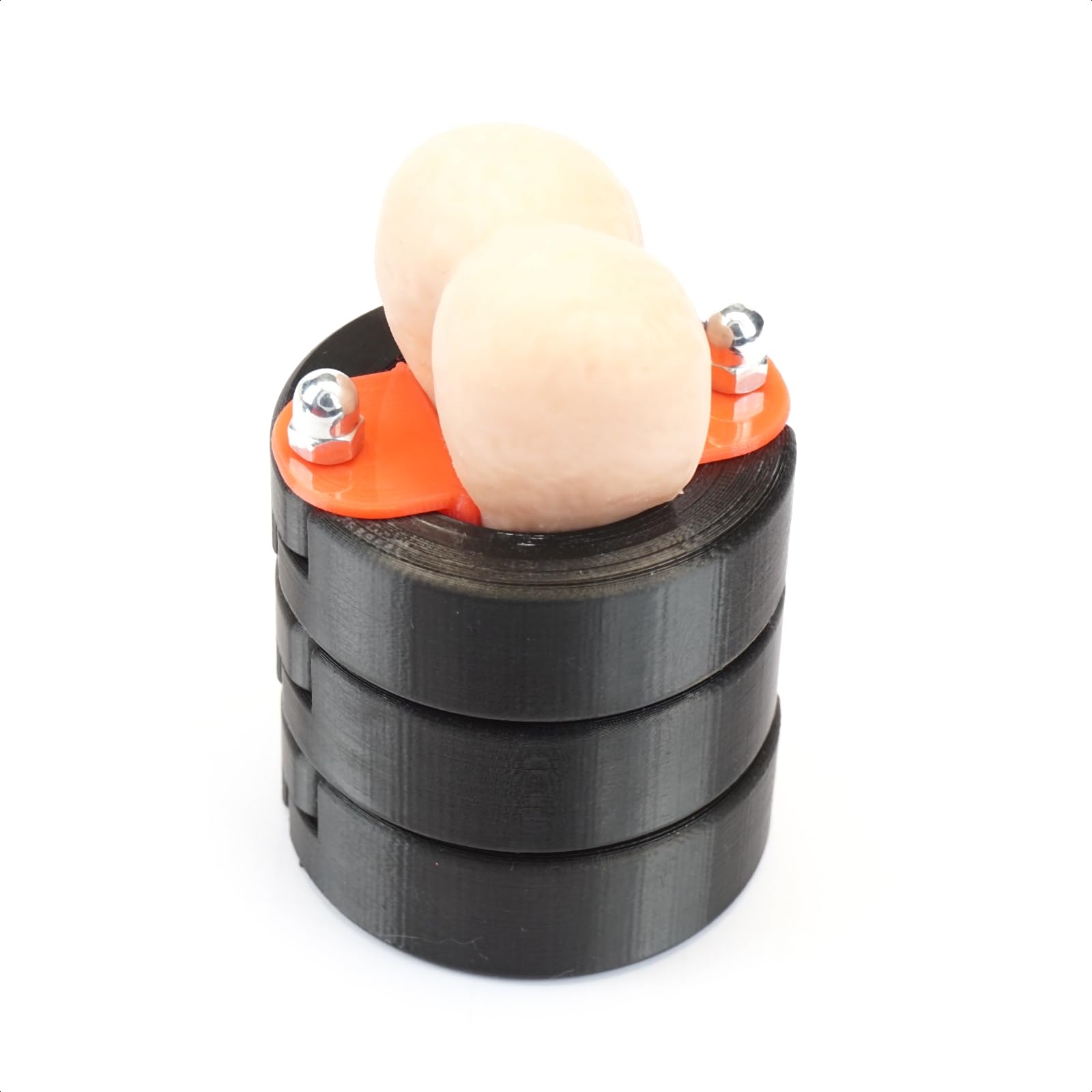 RANGER-MAX Set con anello di serraggio Crusher, Gabbia per erezione testicoli scroto allungata, 3 anelli di Nova Lux, realizzato nell'UE, CBT Nero