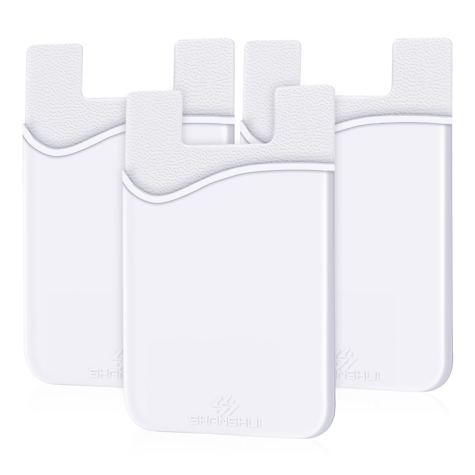 SHANSHUI Phone Wallet, 3 PCS Ultra Slim Credit&amp;ID Card Holder Wallet Stick on Credit Card Holder Compatible for iPhone, Android &amp; Most Smartphones - White