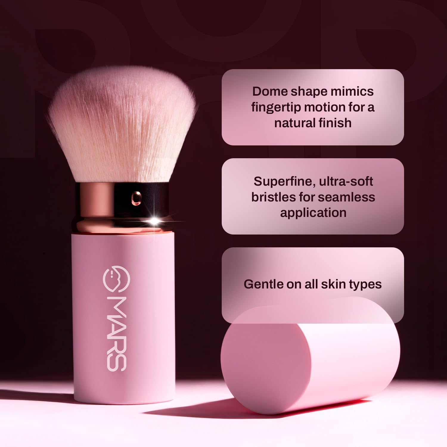 MARS Pop Retractable Brush | Airbrush Kabuki Finish | Flawless High Coverage | Ultra-Soft Bristles | Multi-Functionality | Travel-Friendly | Easy to Clean 1