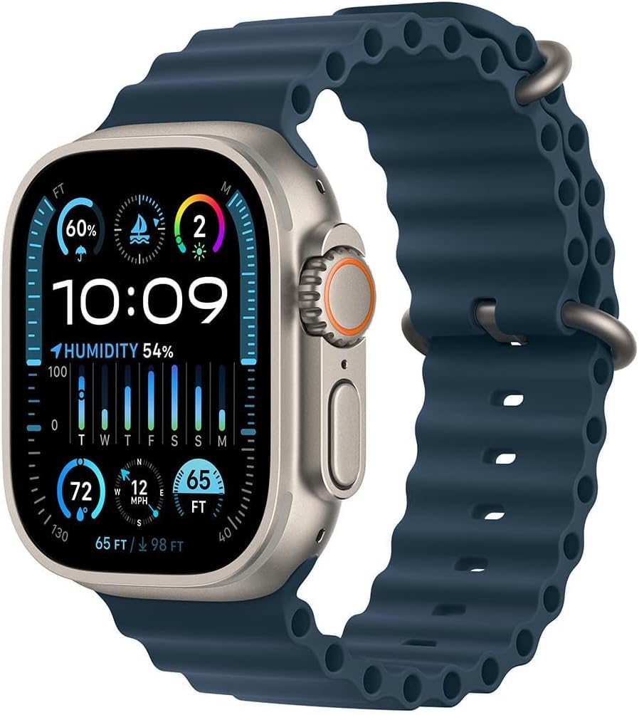 Photo 1 of Apple Watch Ultra 2 [GPS + Cellular, 49mm] - Titanium Case with Blue Ocean Band, One Size (Renewed Premium)