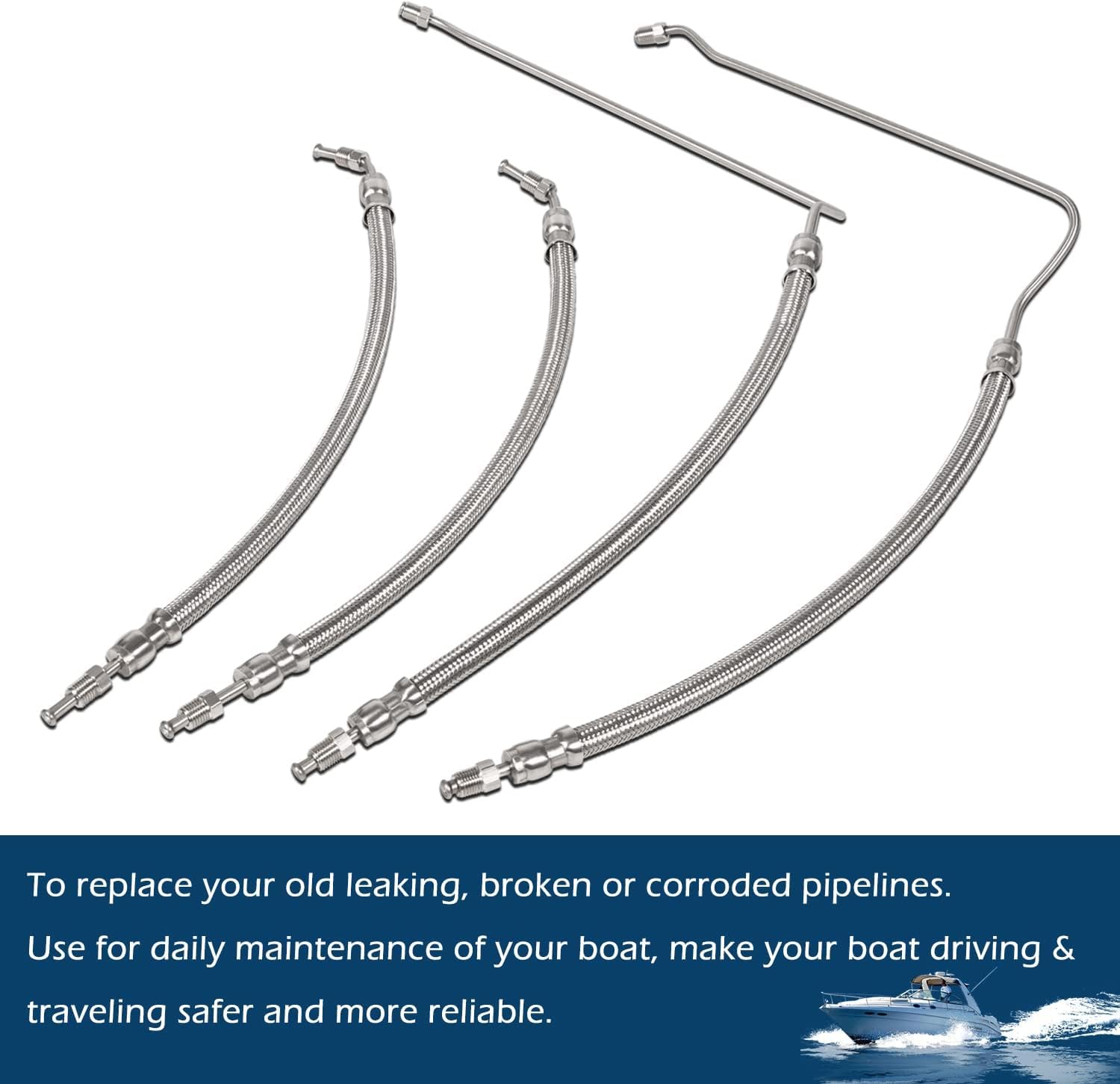 Kit de tuyau hydraulique de rechange d'origine pour système d'inclinaison/coupe Mercruiser Alpha One & Bravo – Avec 4 tuyaux – Convient pour 32-864589, 32-864588