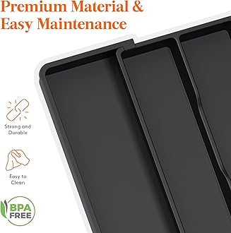 Lifewit Cutlery Tray for Drawers, Large Kitchen Utensil Holder, Expandable to 57cm, Depth 38cm, Drawer Organizer, Plastic Cutlery Holder for Knives/Forks, Black