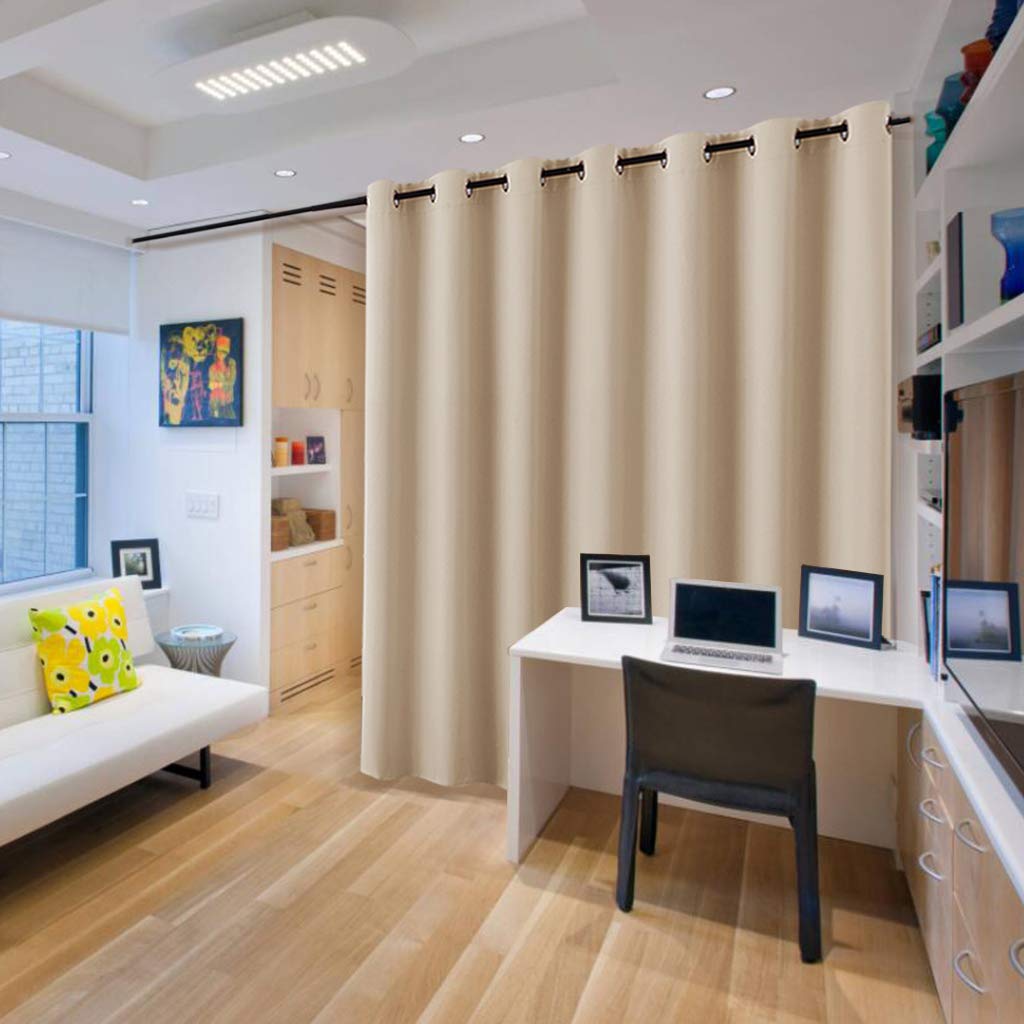 PONY DANCE Tenda divisoria extra larga per la privacy, con occhielli lunghi, isolamento termico, super morbida, oscurante, risparmio energetico e pannello insonorizzante, 1 pannello, 254 x 240 cm