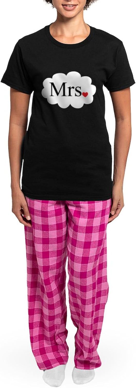 CafePress Mrs With Heart Dot On Cloud (Mr And Mrs Set) Pajam Womens Novelty PJ Sleepwear