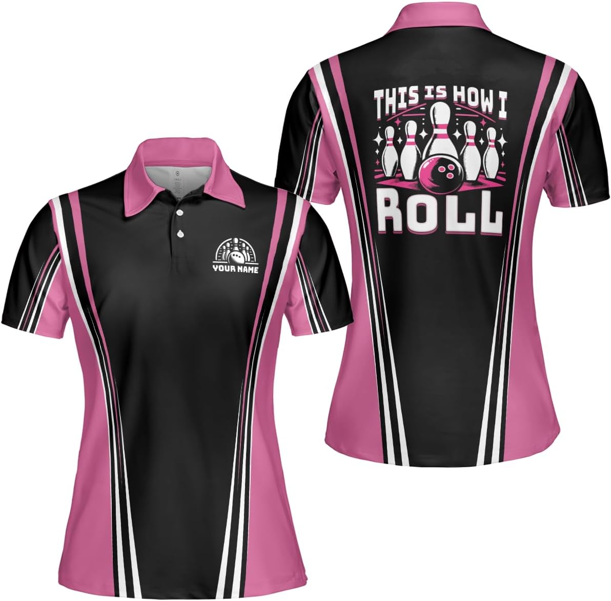 ThuhaTree Store Personalized Funny Bowling Men & Women Polo Shirt S-5XL, Bowling Polo Shirts, Bowling Polo Shirts for Women (Style 1) Multi