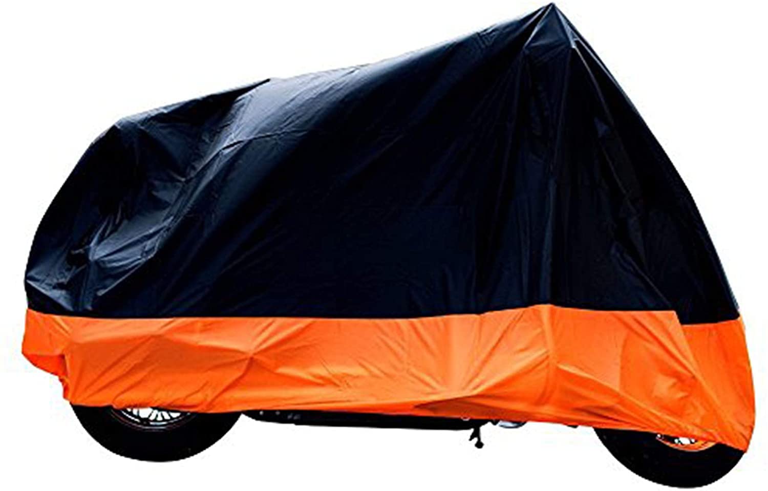 XYZCTEMMotorcycle Cover,All Season Black&Orange Waterproof Outdoor Sun Motorcycle Cover,Fits up to 91" Motors(L)