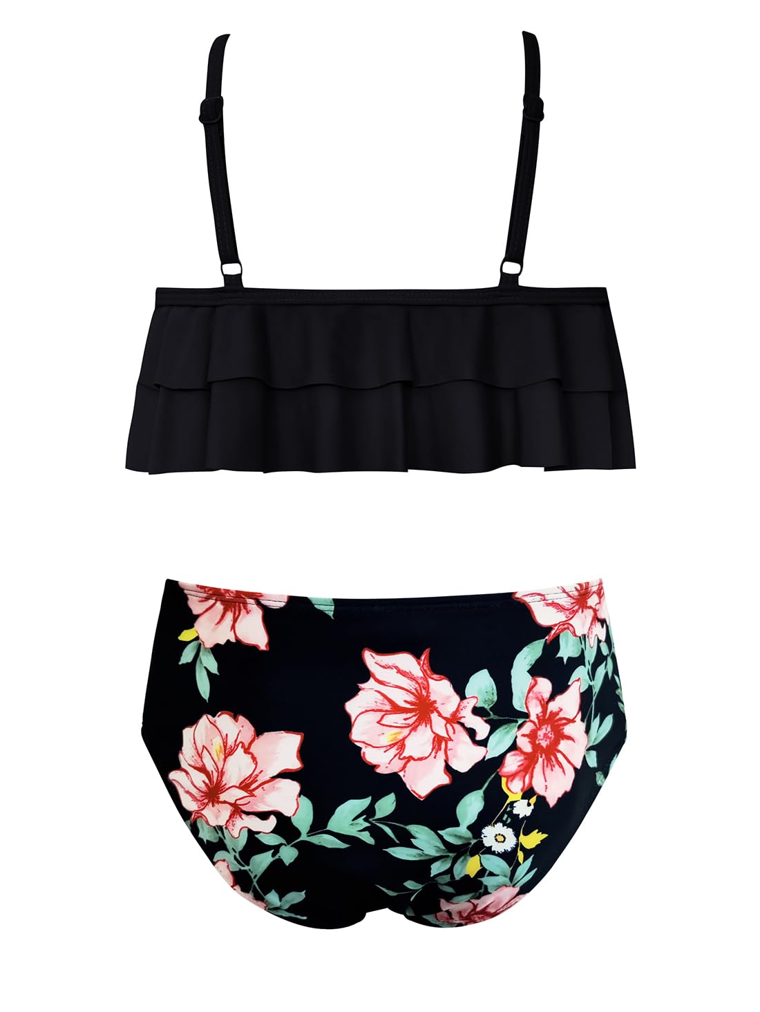 SHEKINI Costume da Bagno per Ragazze Due Pezzi Regolabile Halter Volant Stampa Estivo Bikini Ragazza Costumi da Bagno per 6-14 Anni