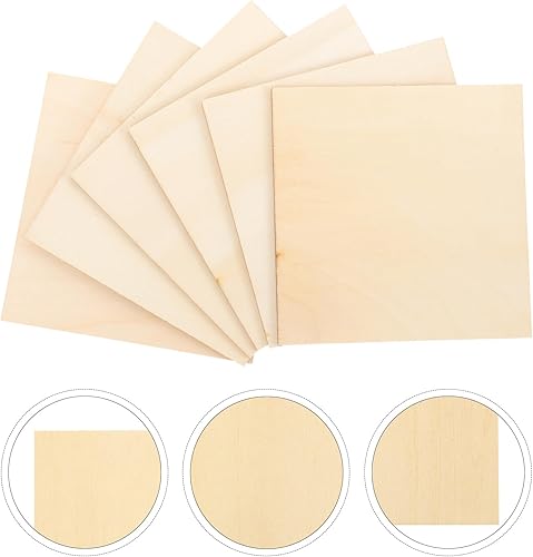 Miniatura 2 de EXCEART 10 piezas de hojas de madera sin terminar sin pintar hechas a mano, piezas cuadradas de madera, tablas de rebanadas de madera para