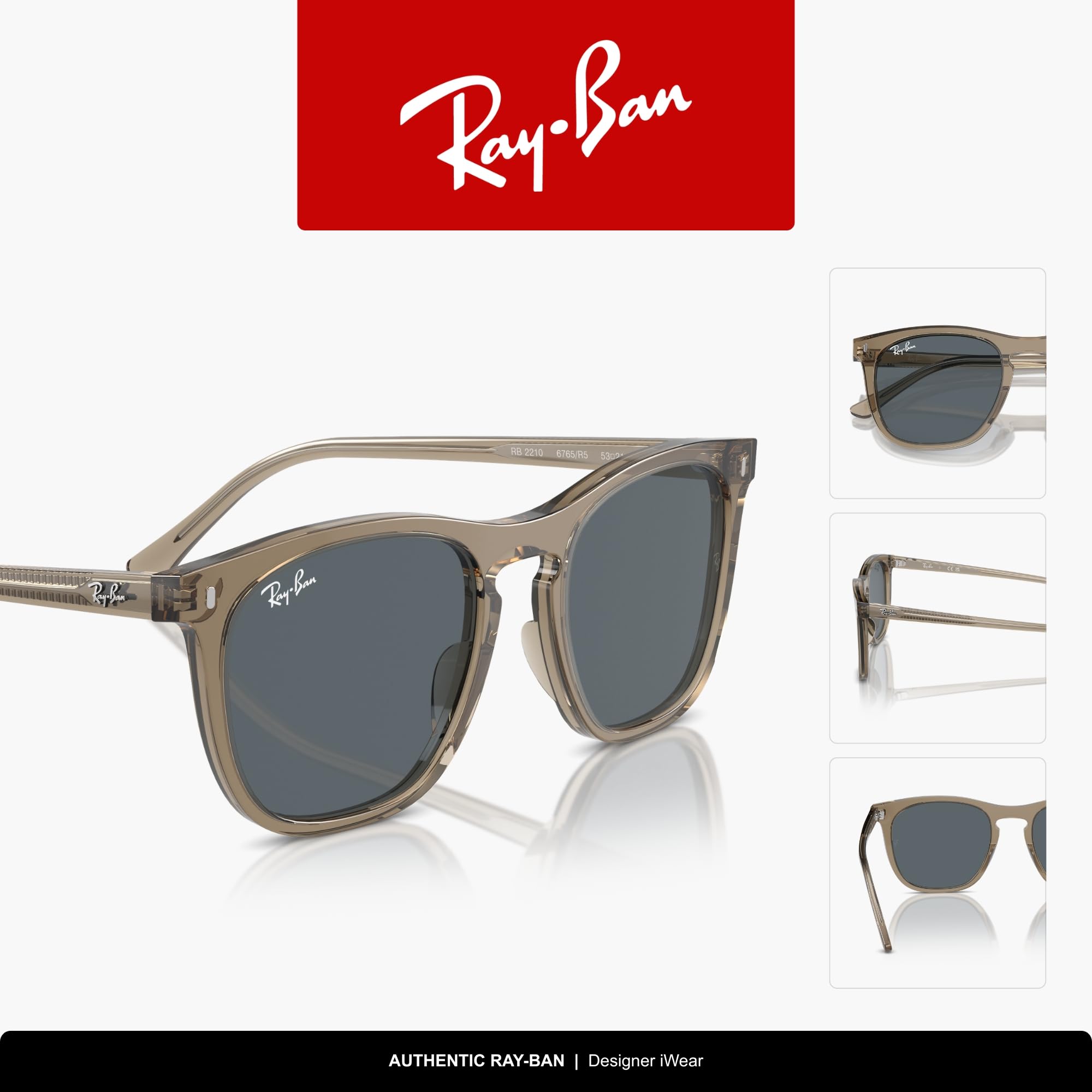 RayBan 0RB2210 Sonnenbrille Braun | In Transparentbraun, Schwarz und Havanna. Polarisierte Optionen erhältlich. Leichter, flexibler Rahmen
