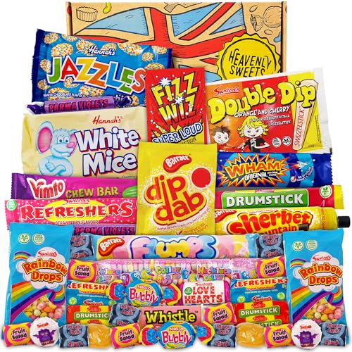 Heavenly Sweets - Retro Sweets Gift Box - Party Sweets - Gift Box of Sweets Candy & Chocolate for Birthday and Fathers Day - Old Fashioned Sweets, gifts for him, candy gifts for women