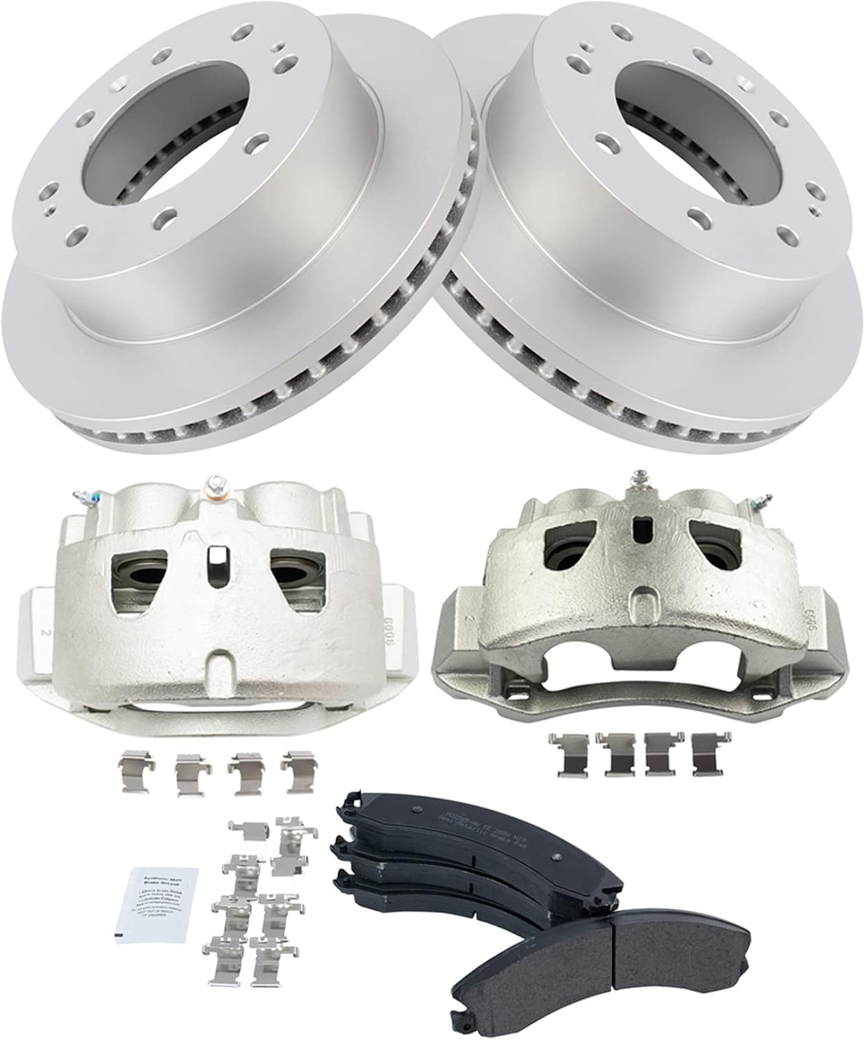 TRQ Front Brake Pad & Rotor Kit Premium G-Coated Semi-Metallic Compatible with 2016-2018 Chevrolet Suburban 3500 HD