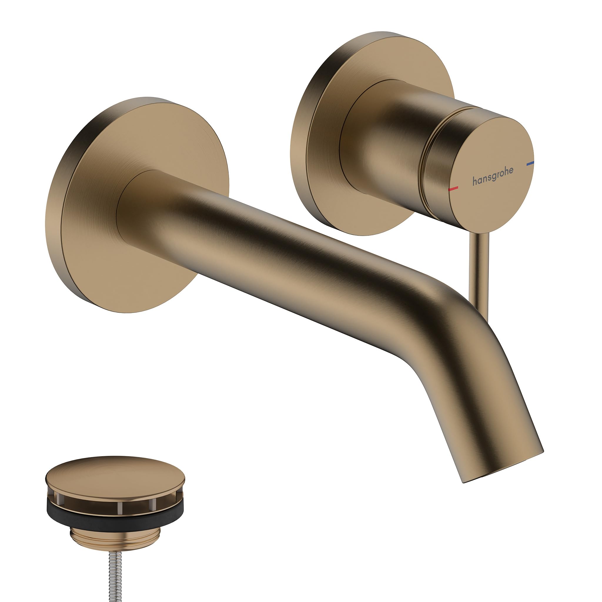 Hansgrohe Brushed Bronze Tecturis S - Bathroom Tap Wall-Mounted For Concealed Installation, Bathroom Sink Water Tap With Spout 16,5Cm, Bathroom Mixer Tap Water-Saving (Ecosmart+), 73350140