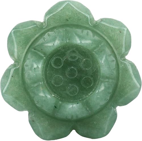 TUMBEELLUWA Portavelas de piedra tallada flor de loto curativa bola de cristal soporte decoraciĂłn del hogar, aventurina verde TUMBEELLUWA Portavelas de piedra tallada flor de loto curativa bola de cristal soporte decoraciĂłn del hogar, aventurina verde
