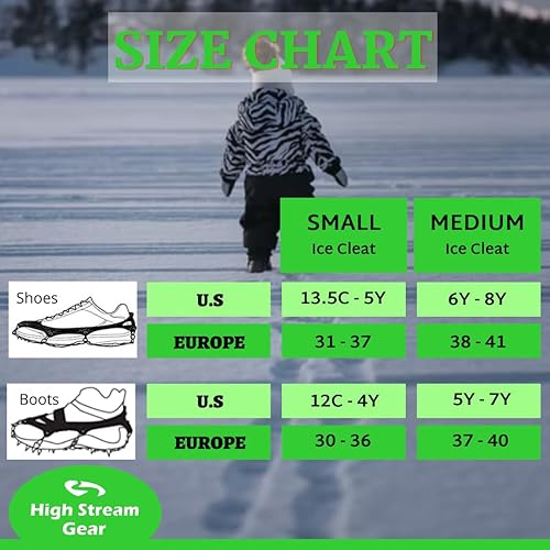 Miniatura 2 de Tacos de hielo para niños, crampones de nieve para botas y zapatos de senderismo con 14 púas de acero inoxidable