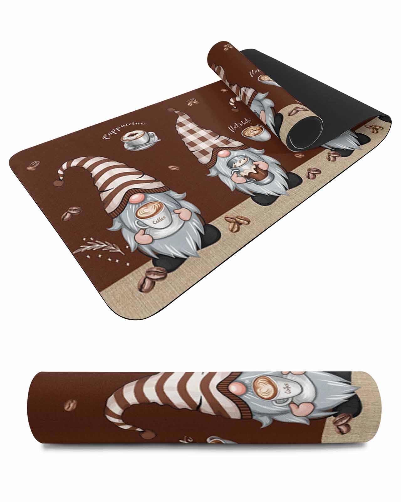 Heat Resistant Trivet & Table Runner Coffee Gnome Coffee Beans on Brown Background Hot Dishes Mat Table Protector Hot Pots Pans Pads Waterproof Placemats for Countertops 40x12 Inch