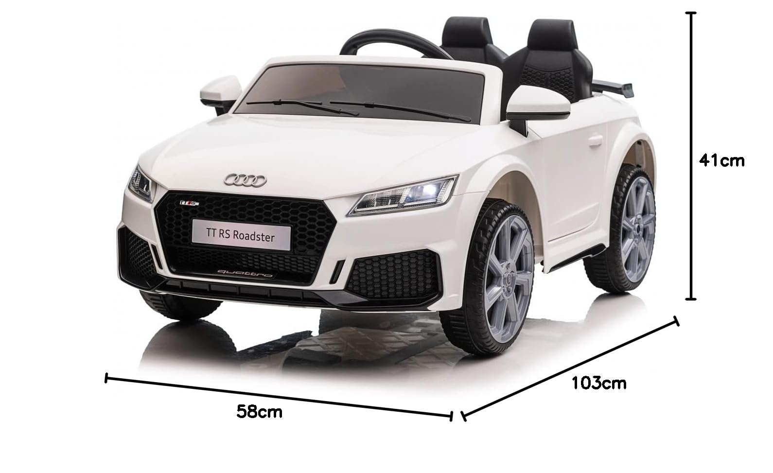 Audi TT RS Roadster Auto Elettrica Per Bambini 12V TOYSCAR Bianca Doppio Motore