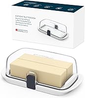KITCHENDAO Large Airtight Butter Dish with One-Handed Lid - Fits East/West Coast, European & Kerrygold Butter, Countertop Keeper (White)