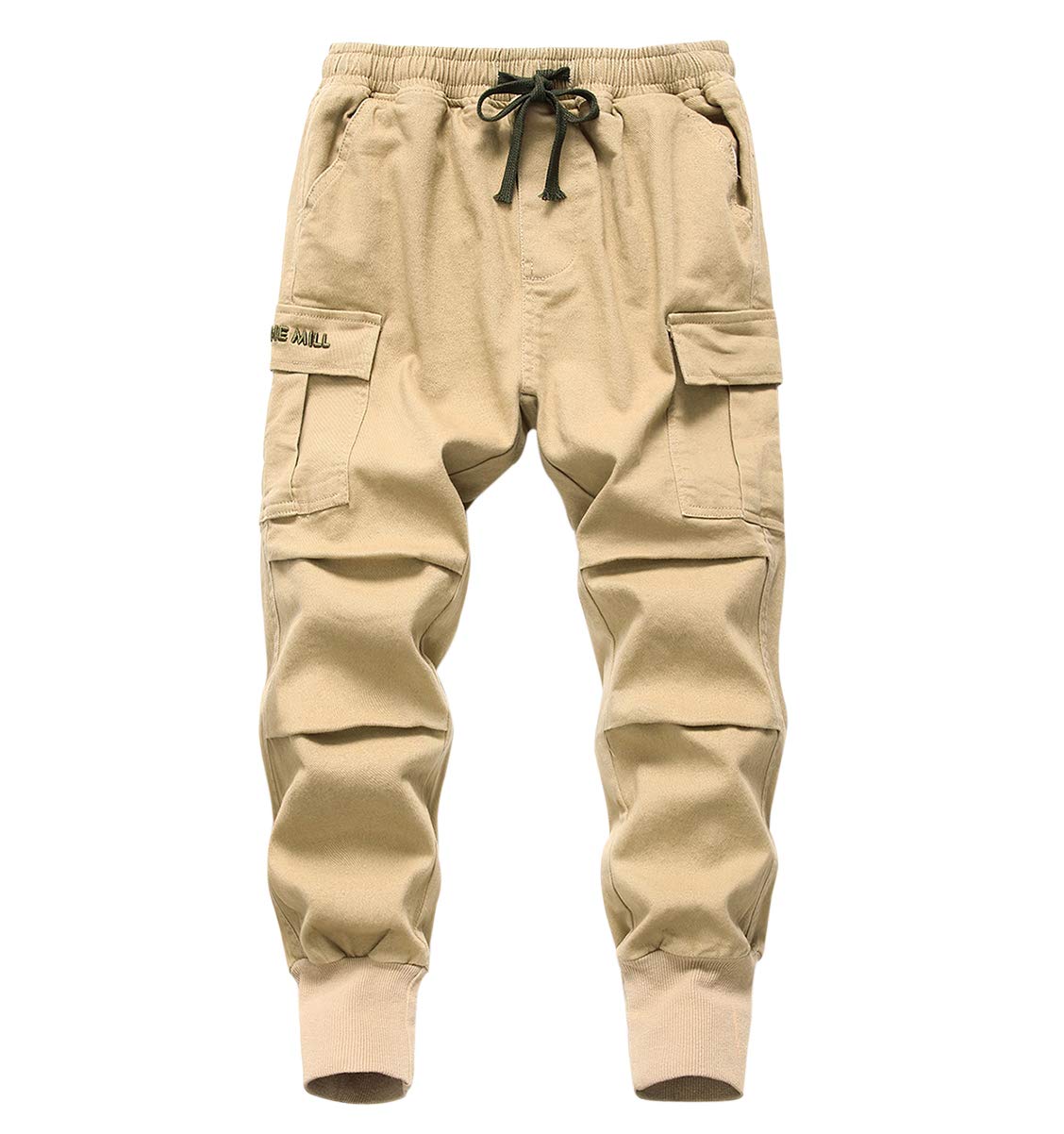 TLAENSON Boys Joggers Cargo Pants for Kids Drawstring Elastic Waist Cotton Twill Jogging School Pant