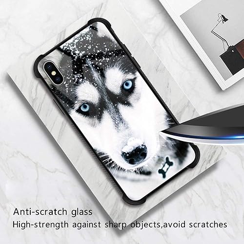 Miniatura 2 de CARLOCA Funda compatible con iPhone XR, compatible con iPhone XR, bozal para perro Husky, diseño de patrón de ojos azules, a prueba de golpes, funda