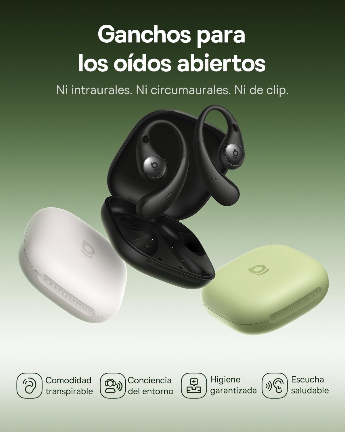 Baseus Eli Sport2 Auriculares Open Ear, Auriculares Deportivos de Conducción Aérea con Curva de Confort en S, 45H de Reproducción, SuperBass 2.0, IPX7, Bluetooth 6.0, Llamadas Claras con 4 Mic AI