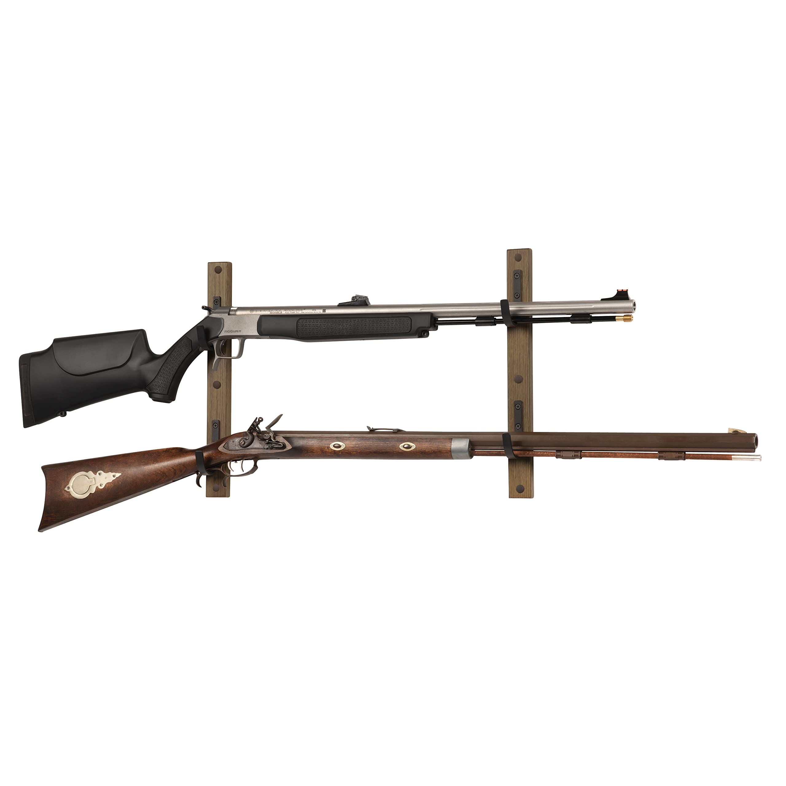 Allen Company Gun Collector Hardwood Gun Rack, Holds 2-Firearms, Brown/Black