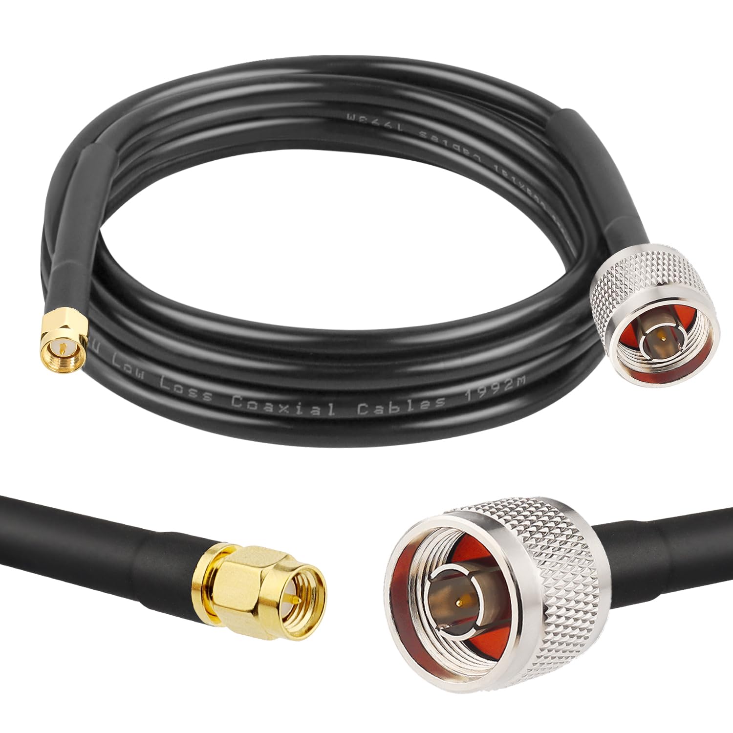 MOOKEER RG58 N Male to SMA Male Cable - 6FT Low Loss SMA to N Cable 50 Ohm for WiFi Router,GPS Receiver,Antenna,Signal Booster Use