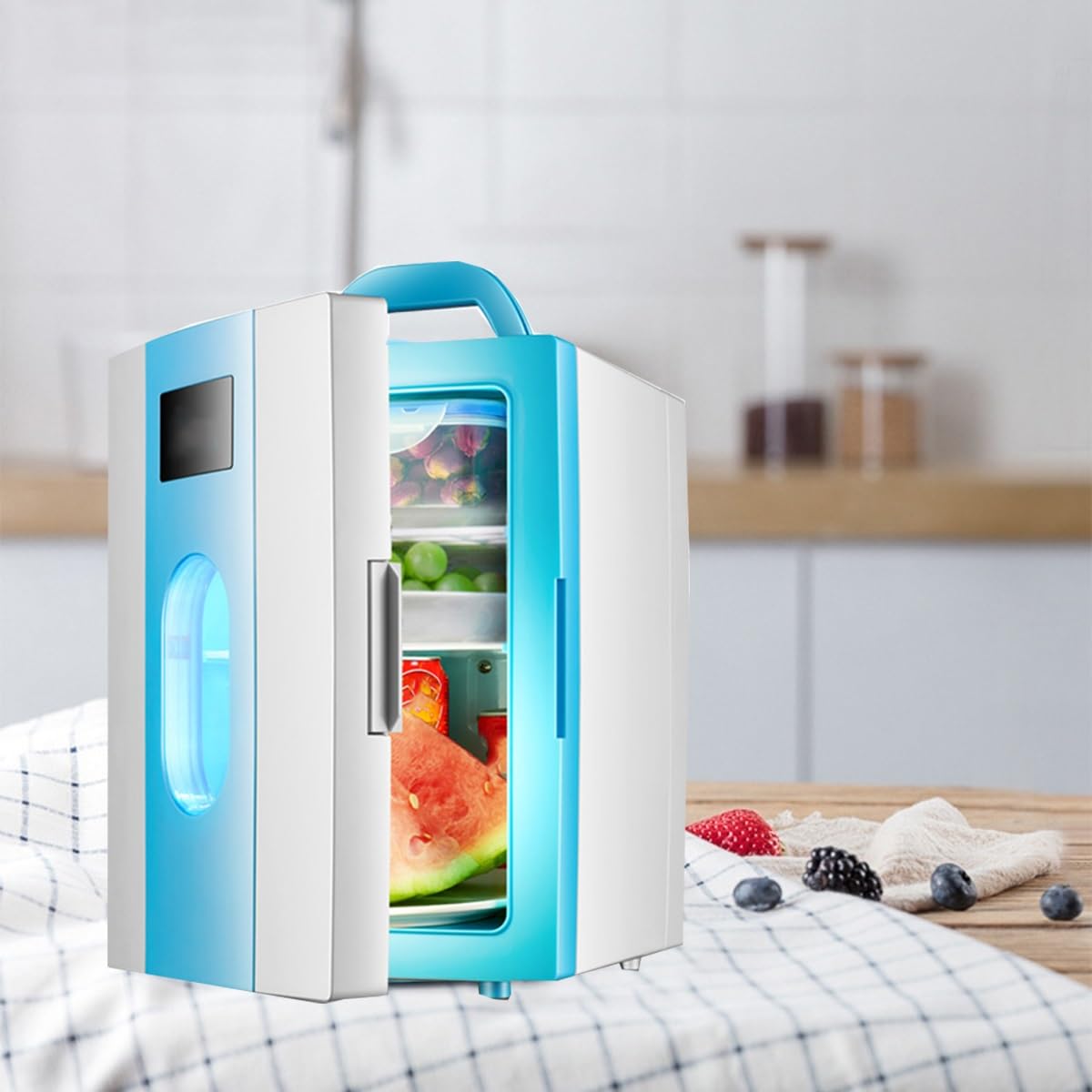 Mini Lodówka Do Pielęgnacji Skóry 10 L, Mini Przenośna Lodówka Termoelektryczna Z Wyświetlaczem Temperatury LCD Do Kosmetyków, Żywności, Biura I Samochodu(Color:/Pink,Size:220V)