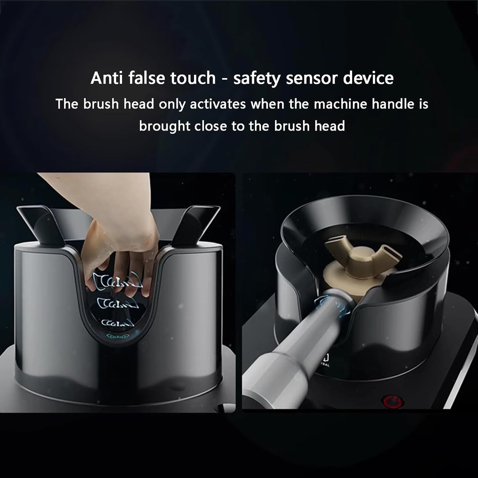 Limpiador eléctrico de portafiltro de café, sensor de seguridad antimal funcionamiento, limpieza rápida de 3 segundos, 3 cabezales de cepillo incluidos, para uso doméstico y cafetería