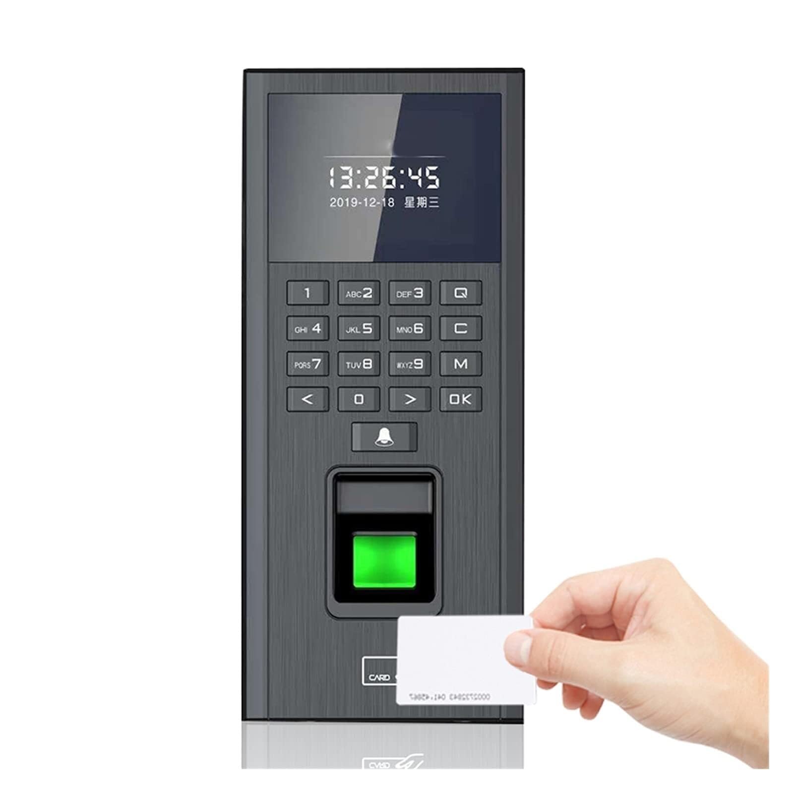 Fingerabdruck-Tastatursystem mit RFID-Zutrittskontrolle, 125 kHz/13,56 MHz, USB-Zeiterfassungsgerät, TCP/IP-Zeiterfassungsgerät