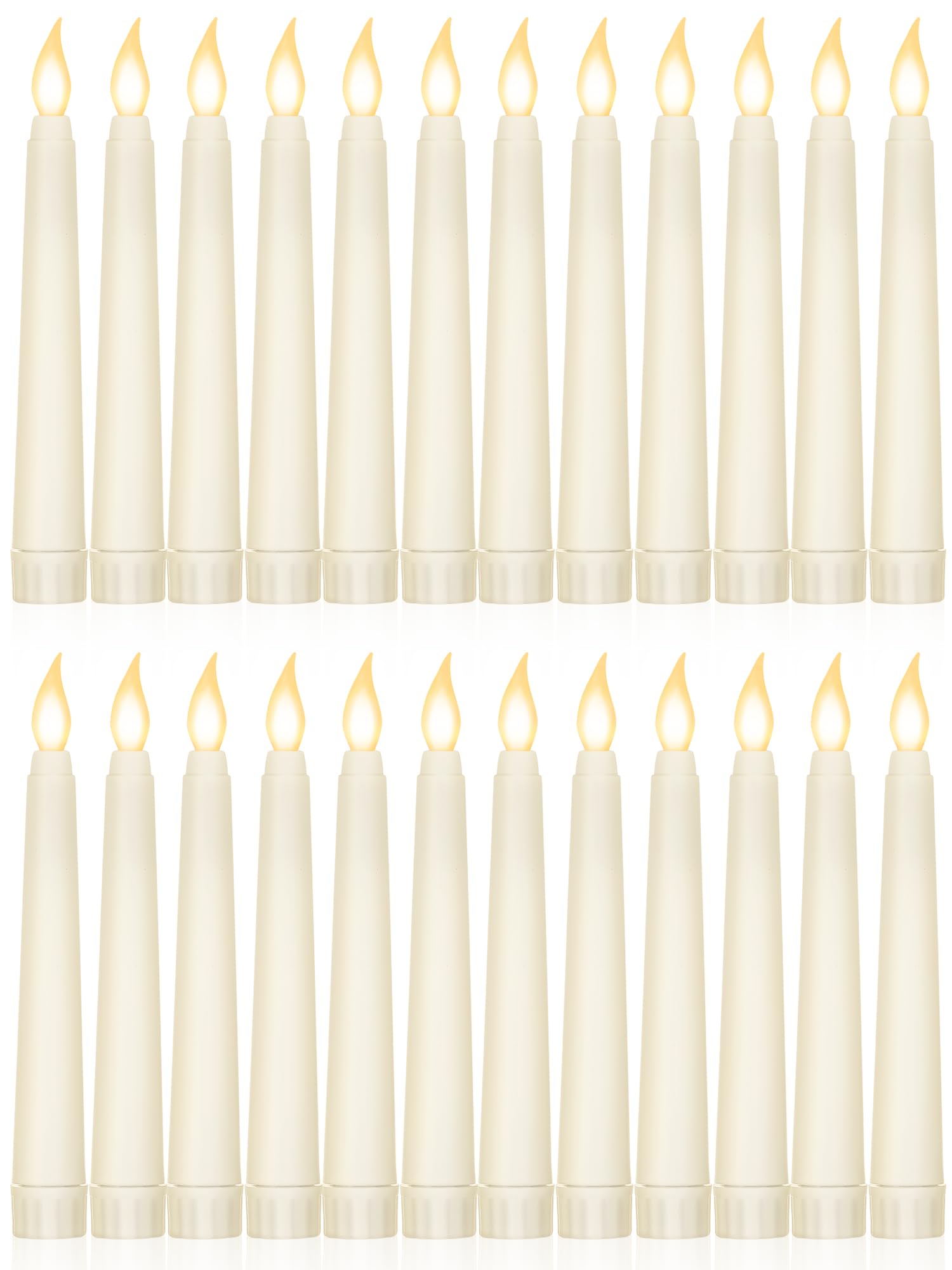 Treela 24 Pcs Flameless Taper Candles Battery Operated ulkB Fake Candles Light LED Candle Sticks Flickering Tapered for Wedding Anniversary Holiday Decoration(Basic,6 Inch,Ivory)