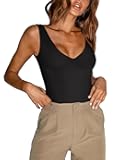 Butsmooth® Women’s Trendy Sexy Plunge Deep V Neck Sleeveless V Backless Going Out Tank Bodysuits Tops