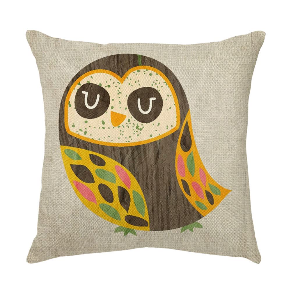 4 Piezas Funda de Almohada 65x65cm Búho De Dibujos Animados Fundas de Cojín Terciopelo Sencillo y Decorativo para Sofá Camas Dormitorio Coche Lino Cojines Throw Pillow Covers （26x26in）