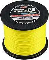 Linha de pesca super forte 1000M 4 fios PE multifilamento trançado linha de pesca (amarelo, 2,5/13,6 kg)