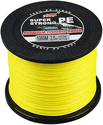 Linha de pesca super forte 1000M 4 fios PE multifilamento trançado linha de pesca (amarelo, 2,5/13,6 kg)