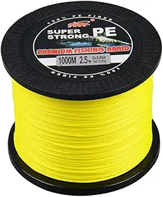 Linha de pesca super forte 1000M 4 fios PE multifilamento trançado linha de pesca (amarelo, 2,5/13,6 kg)