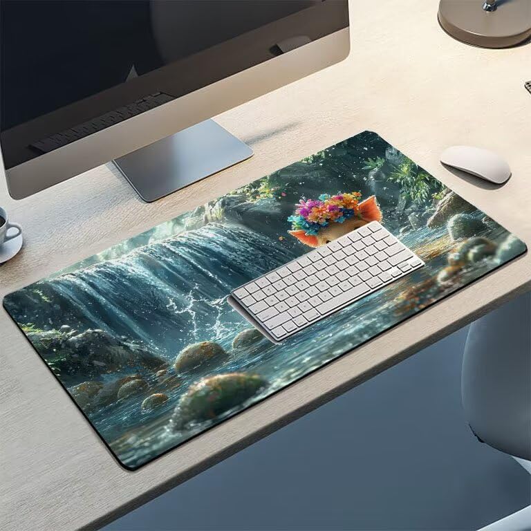 Tappetino Mouse Gaming XXL 1600 x 800 mm Tappetino Antiscivolo Sottomano Da Scrivania Per Mouse e Tastiera, Con Base In Gomma Antiscivolo, Lavabile, Mouse Pad Cascate maiali, Regalo per Uomo L-819