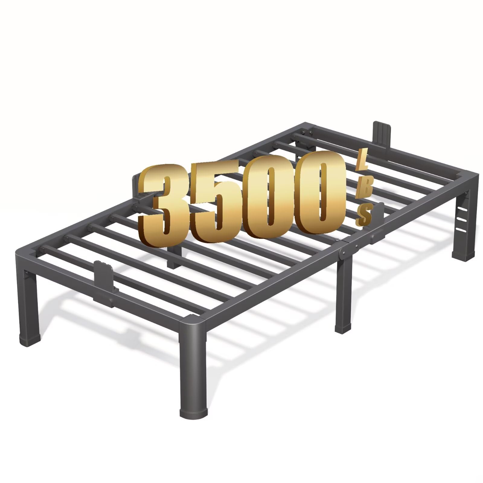 FUIOBYVV 14 Inch Twin Bed Frame with Rounded Corner and Headboard Hole Mattress Retainers 3500 LBS Metal Heavy Duty Steel Slats Support No Box Spring