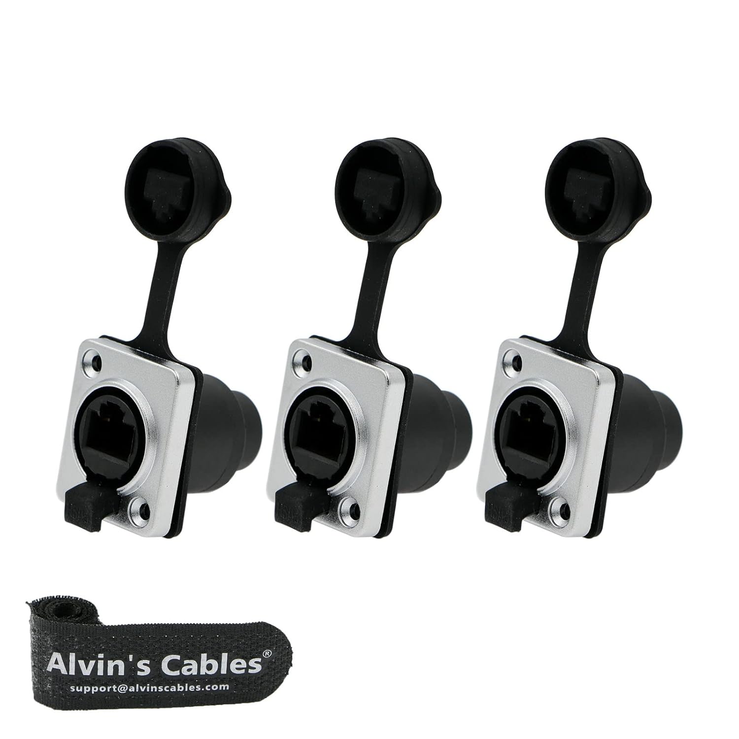Alvin's Cables 3 pcs RJ45 Waterproof Coupler Socket Connector IP65 Ethernet Panel Mount RJ45 Connector Black