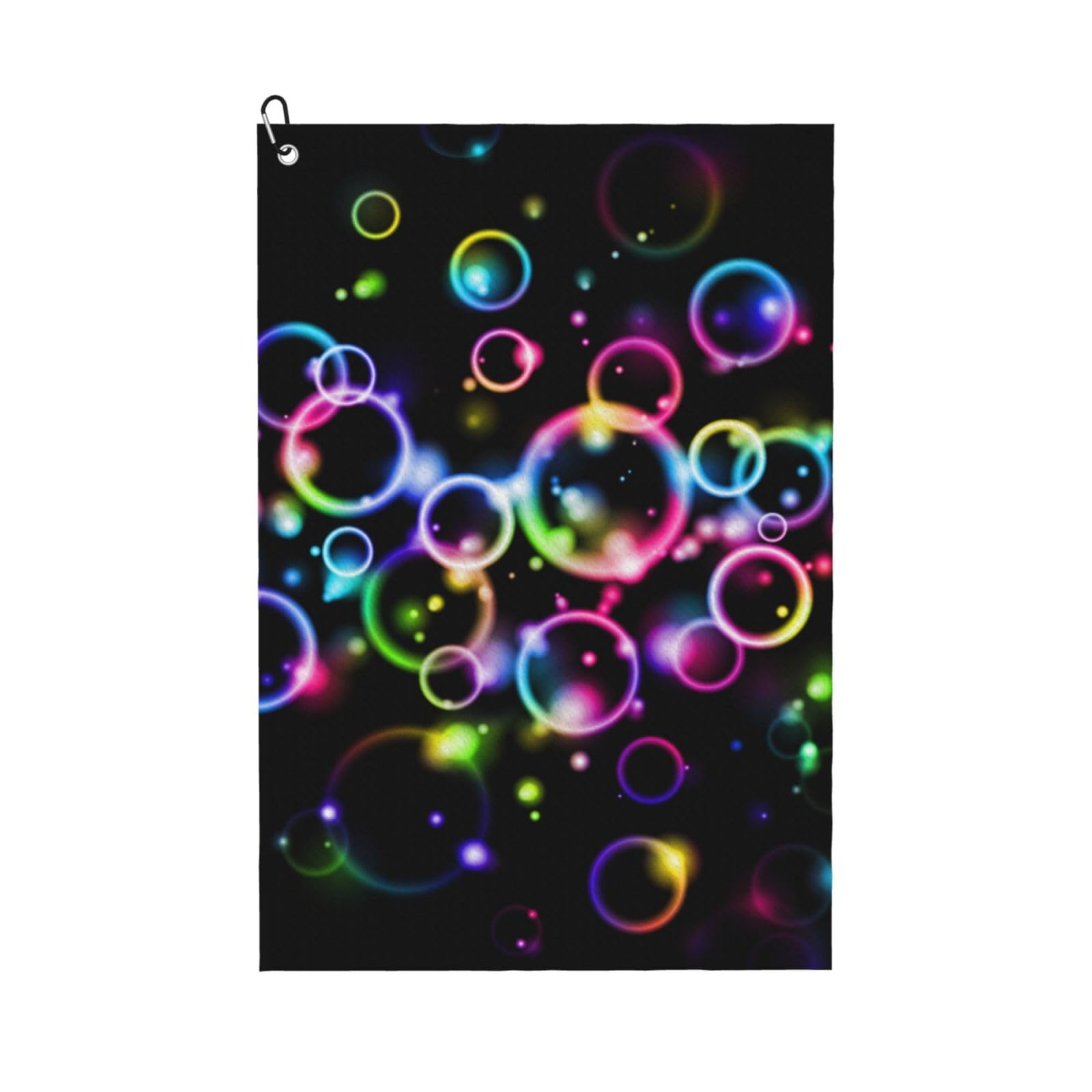 Hnnkloy Rainbow Bubbles, 16x24 in Portable Waffle Golf Towels with Carabiner Clip for Golf Bag