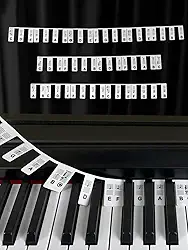 Etiquetas de notas de teclado de piano, guia de adesivos de teclado de piano de silicone para iniciantes, 88 teclas tamanho completo, sem necessidade de adesivos, reutilizáveis (preto)