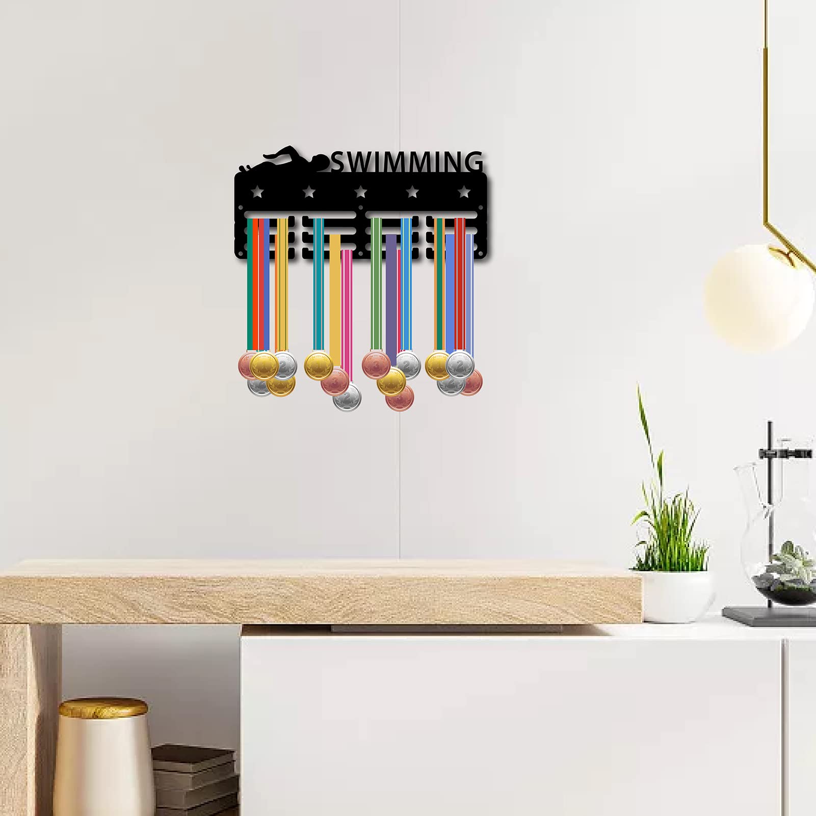 Porta Medaglie Da Ciclismo In Metallo - Espositore Da Parete Per Premi, 29x13 Cm, Per Casa E Ufficio - Foto 5