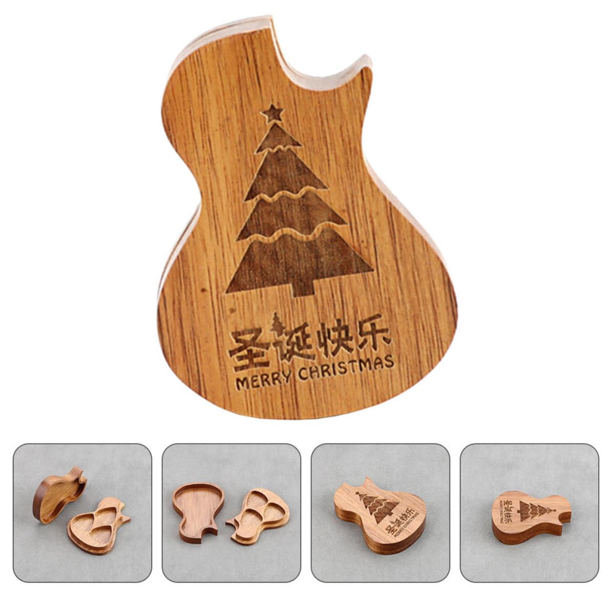Toddmomy 5 Pièces Boîte à Médiators en Bois, Rangement Portable à 3