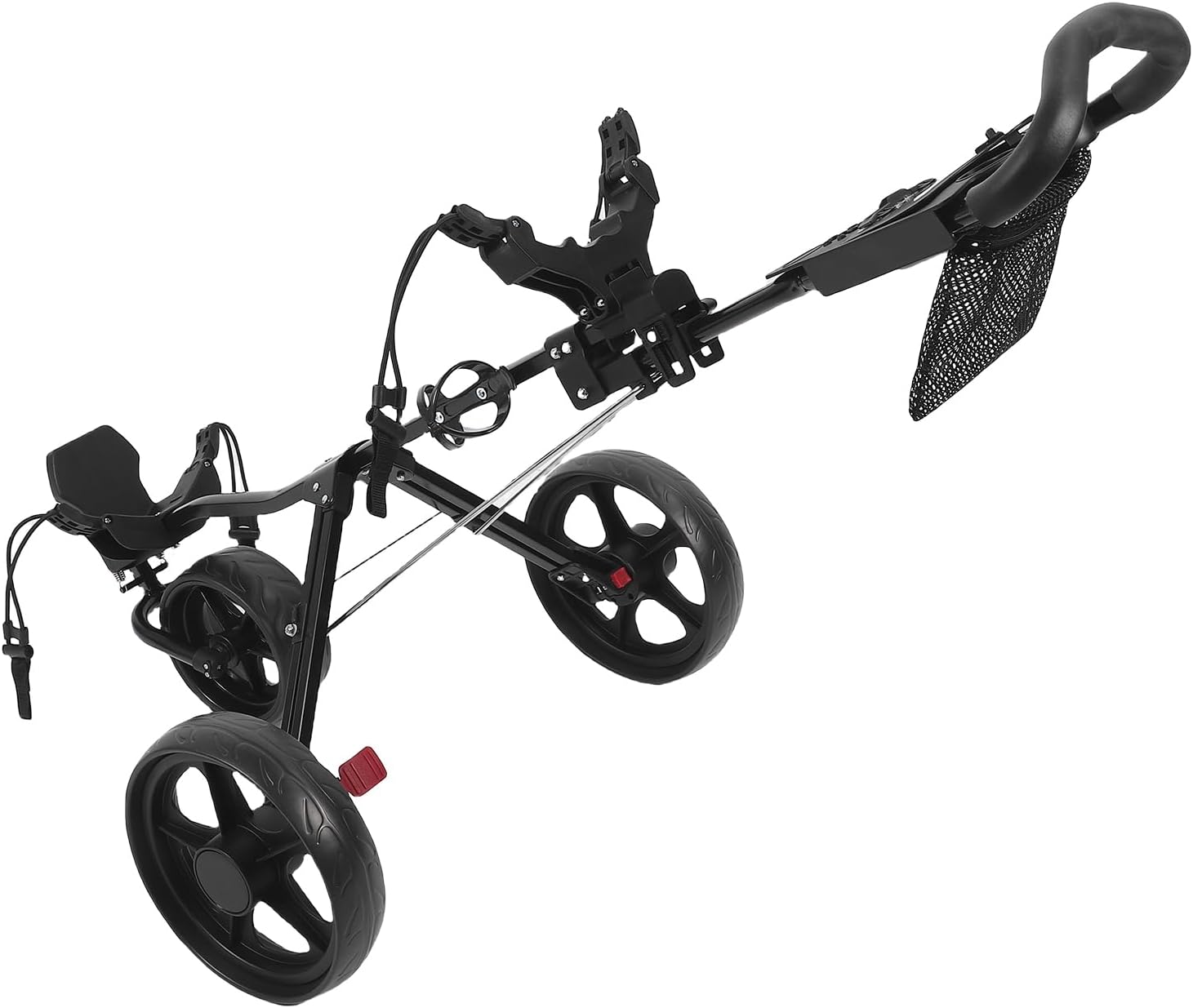 Golf Push Cart, Aluminum Alloy 3 Wheel Folding Sports Bag Trolley with Scorecard Holder, Ideal for Walking Golfers and Junior Players